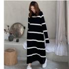 Midi Striped Sweater Dress Black - One Size