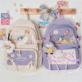 Pvc Panel Ribbon Nylon Backpack