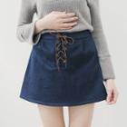 Faux Suede Lace Up Skirt