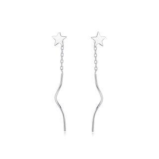 Sterling Silver Simple Fashion Stars Tassel Earrings Silver - One Size