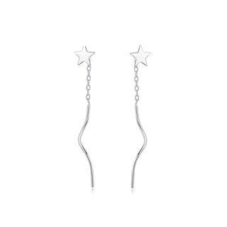 Sterling Silver Simple Fashion Stars Tassel Earrings Silver - One Size