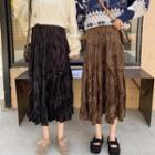 High-waist Shirred Midi Skirt