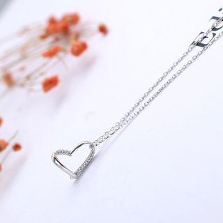 Heart Pendant Sterling Silver Necklace 925 Silver - Silver - One Size