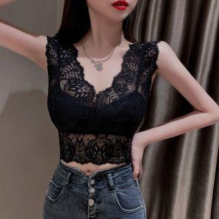 V-neck Eyelet Lace Tank Top