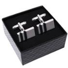 Rectangle Alloy Cufflinks 1 Pair - Rectangle Alloy Cufflinks - Silver & Black - One Size