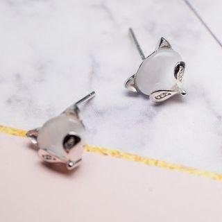 Cat Eye Stone Fox Earring As Shown In Figure - One Size