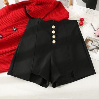 Asymmetrical-waistline Wide-leg Shorts