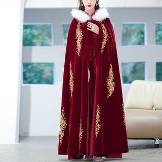 Fluffy Trim Hooded Velvet Cape (various Designs)