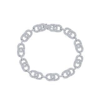 Fashion And Elegant Geometric Double Round Bracelet With Cubic Zirconia 19cm Silver - One Size