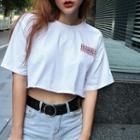 Short Sleeve Lettering Cropped Top