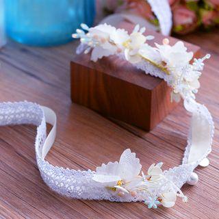 Wedding Set: Lace Hair Band + Drop Earring
