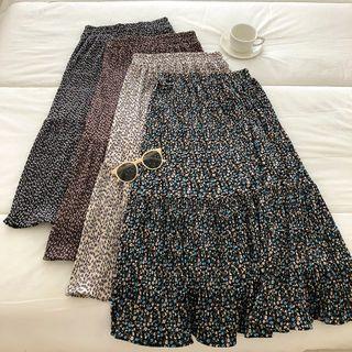 Floral Frilled High-waist Skirt