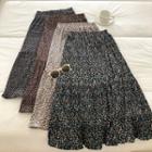 Floral Frilled High-waist Skirt
