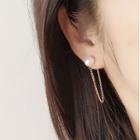 Faux Pearl Chain Drop Earring 1 Pair - Gold & White - One Size