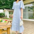 Plus Size Bell-sleeve Maxi Flare Dress