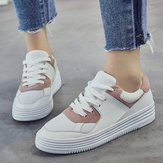 Genuine-leather Panel Sneakers