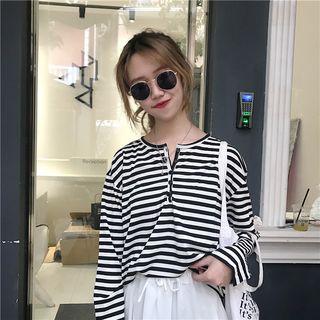 Striped Long-sleeve T-shirt Stripes - Black & White - One Size
