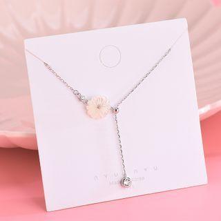 Flower Rhinestone Necklace Ns436 - Silver - One Size