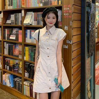 Lace-up Mini A-line Shirt Dress