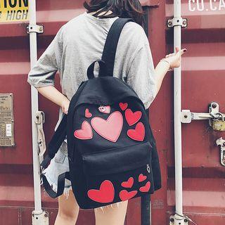 Heart Applique Canvas Backpack
