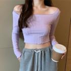 Long-sleeve Off Shoulder Crop Top