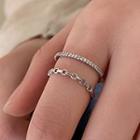 Layered Rhinestone Alloy Ring Silver - One Size