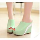 Peep Toe Wedge Mules