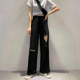 High-waist Ripped Sports Pants