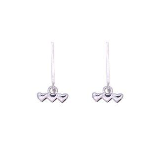 S925 Silver Heart Dangle Earring 1 Pair - One Size