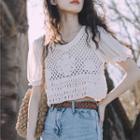 Puff-sleeve Paneled Floral Blouse