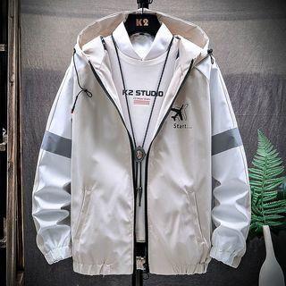 Plane Print Hooded Zip Jacket
