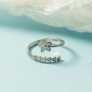Flower Alloy Open Ring Silver - One Size