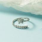 Flower Alloy Open Ring Silver - One Size