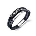 Fashion And Simple 316l Stainless Steel Geometric Leather Multilayer Bracelet Silver - One Size