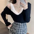 Mock Two-piece Cutout Sweater