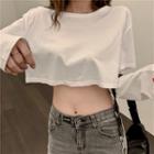 Cut Out Long-sleeve Crop T-shirt