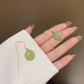 Faux Gemstone Alloy Dangle Earring 1 Pair - S925 Silver Needle - Earring - Circle - Green - One Size