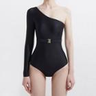 Long-sleeve One-shoulder Swimsuit