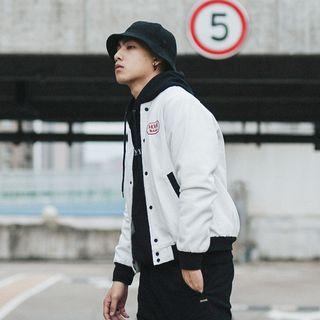 Contrast Trim Applique Button Jacket
