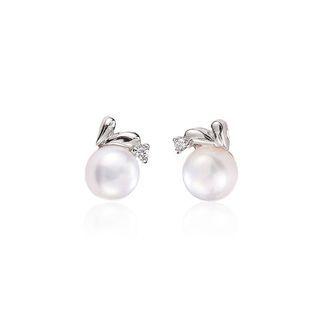 Sterling Silver Simple Fashion Geometric Freshwater Pearl Stud Earrings Silver - One Size