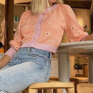Heart-print Long-sleeve Cardigan