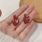 Heart Glaze Dangle Earring 1 Pair - Red - One Size