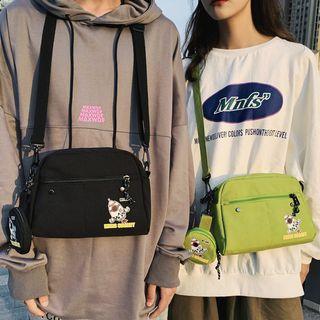 Set: Color Block Crossbody Bag + Pouch