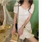 Ruffled Short-sleeve Mini A-line Dress
