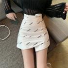 High-waist Lettering Asymmetric Skirt