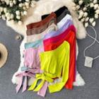 Off-shoulder One Side Long-sleeve Tied Top