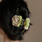 Flower Knit Hair Clamp 2158a - Beige & Green - One Size