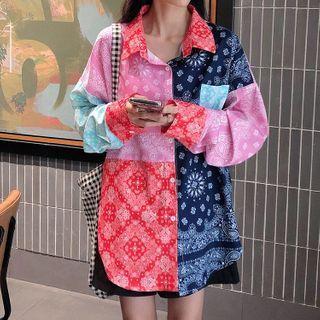 Color Block Printed Long-sleeve Shirt