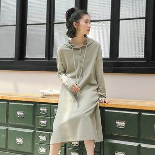 Buttoned Mini Hoodie Dress