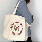 Lettering Tulip Print Tote Bag Off-white - One Size